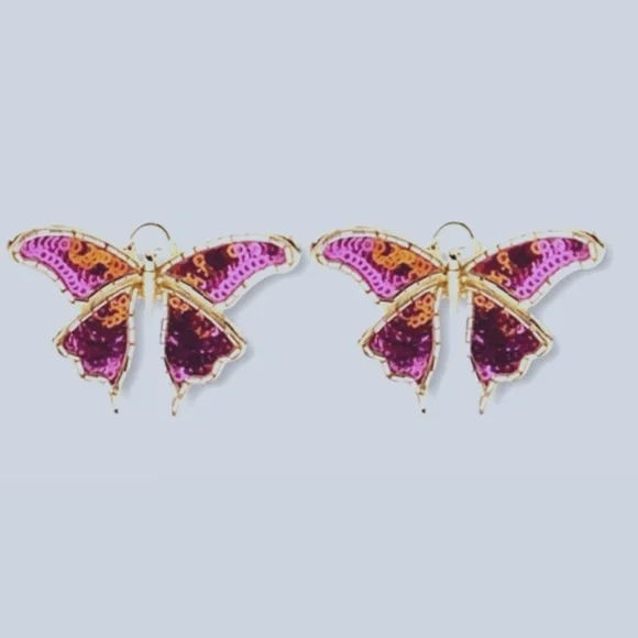 ZARA SPARKLE OMBRE BUTTERFLY EARRINGS - Picture 3 of 3